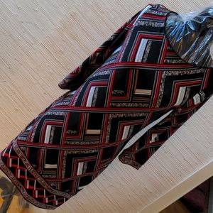 WHBM 3/4 sleeve black red white beige geometric print knit dress S